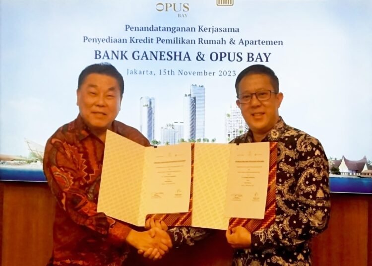 Penandatangan Kerjasama Penyediaan kredit kepemilikan rumah dan apartemen antara PT. Goodworth Investments (Opus Bay) dengan Bank Ganesha pada Rabu 15 November 2023.