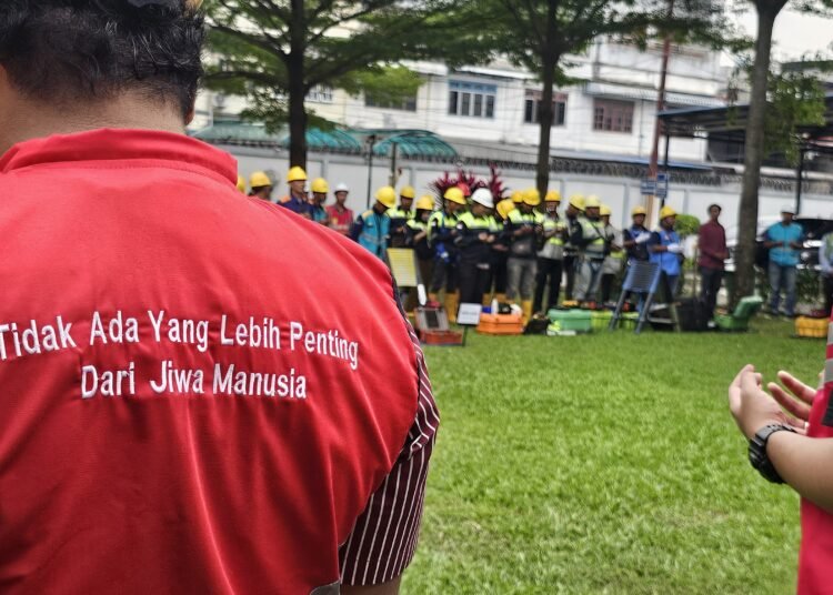 Apel Siaga Bulan Kesehatan dan Keselamatan Kerja (K3) serta Siaga Pemilu 2024 PLN Icon PLus SBU Sumbagurt. (Foto: urbancity.co.id/pool/dok.PLN Icon plus)