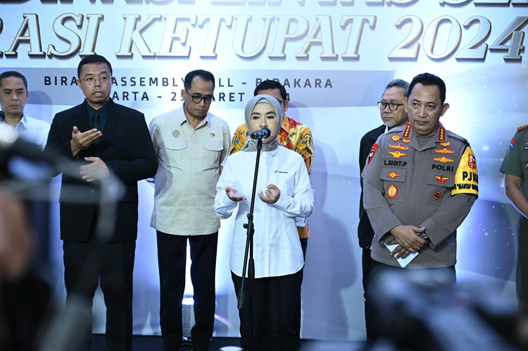 Pernyataan pers Dirut Pertamina Nicke Widyawati usai Rakor yang digelar Mabes Polri di Jakarta, Senin, 25 Maret 2024. (Foto: Urbancity.co.id/Pool/Dok. Pertamina)
