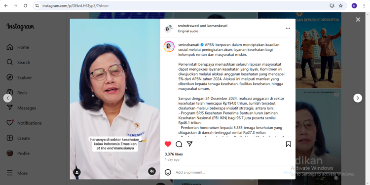 Menkeu: 2024 Pemerintah Realisasikan Anggaran Kesehatan Rp194,8 Triliun