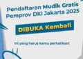 Pemprov DKI  Buka Pendaftaran Mudik Gratis Gelombang II, Cek disini Link, Rute, dan Cara Daftar